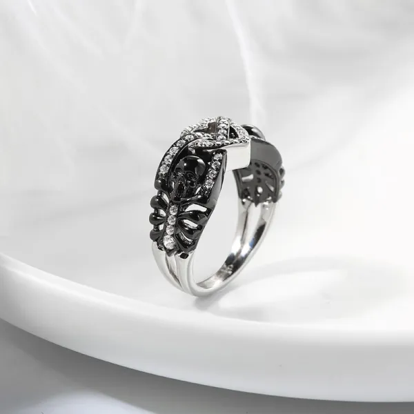 Gothic Infinity Skull Wedding Band Women