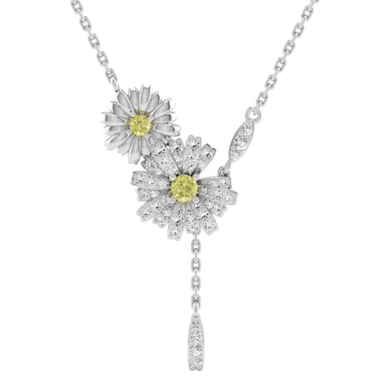 S925 Sunflower Necklace In Y Shaped and 