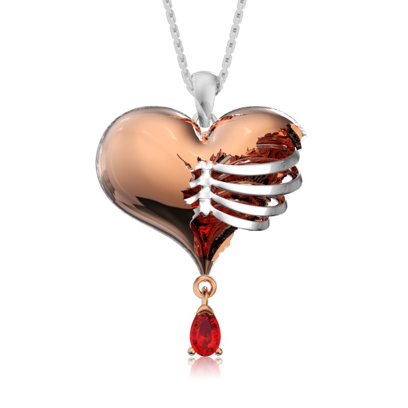 Broken Heart Chain Necklace Garnet In 