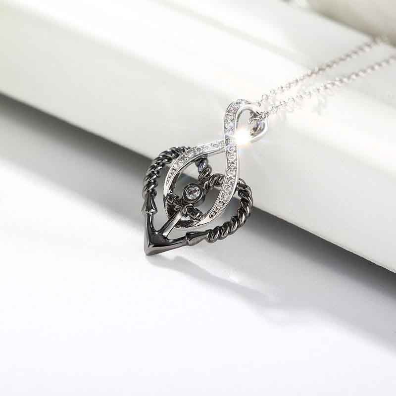 Tioneer Stainless Steel Infinity Nautical Anchor Floating Heart Tag Charm Pendant Necklace 