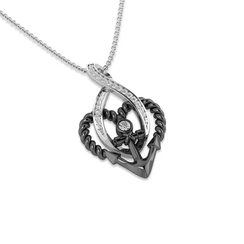 Classic Infinity Heart Anchor Pendant Necklace