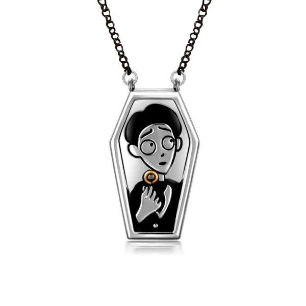 Gothic Coffin Black Plated Pendant Necklace