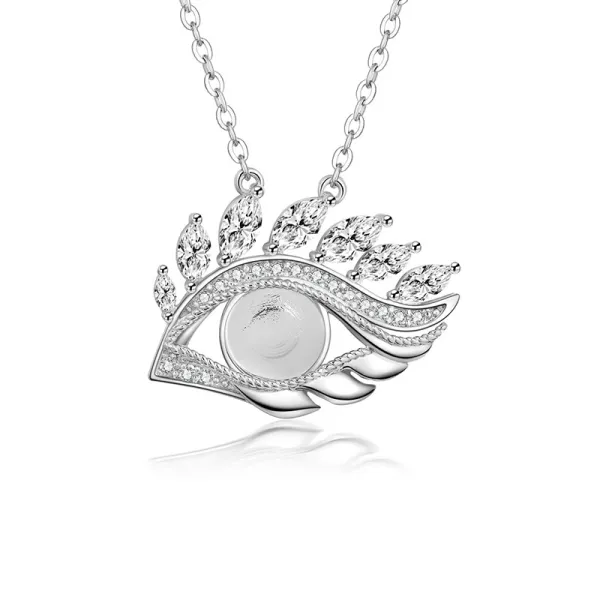 Custom Photo Necklace Evil Eye Silver Women
