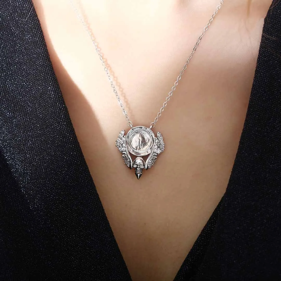 Custom Engrave Skull Wing Necklace for Women