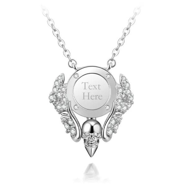 Custom Engrave Skull Wing Necklace for Women
