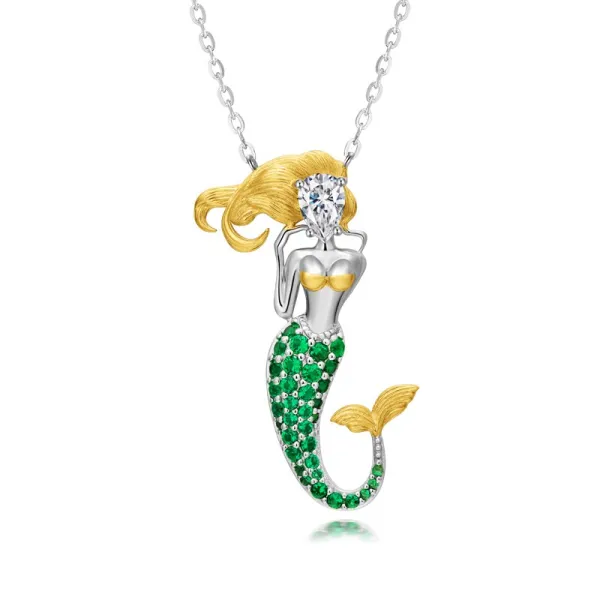 Unique Mermaid Necklace Women White Gold White Pear