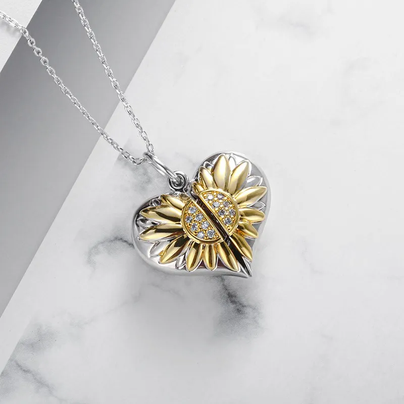 Sunflower Personalised Engrave Pendant Necklace