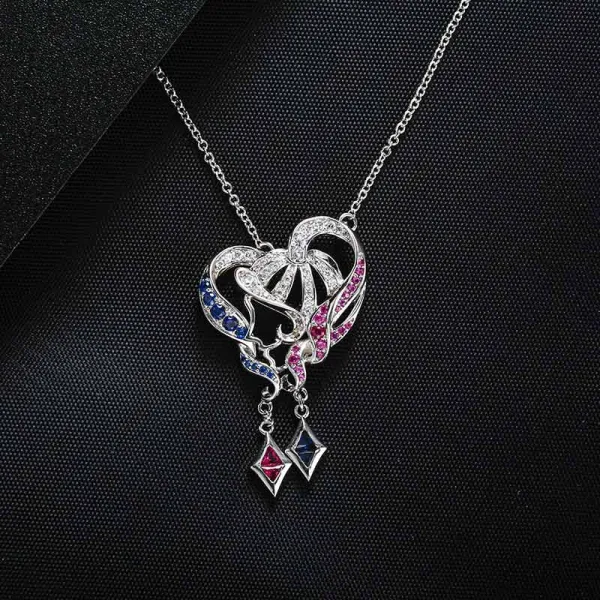 Unique Heart Necklace Pendant Women Silver