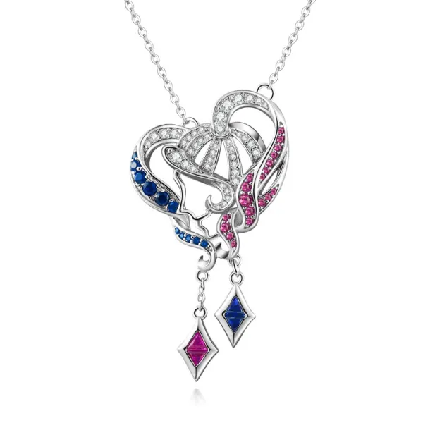 Unique Heart Necklace Pendant Women Silver