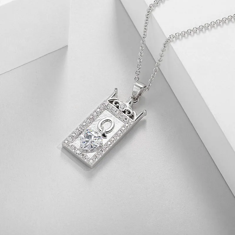 Unique Letter Pendant Necklace White Heart