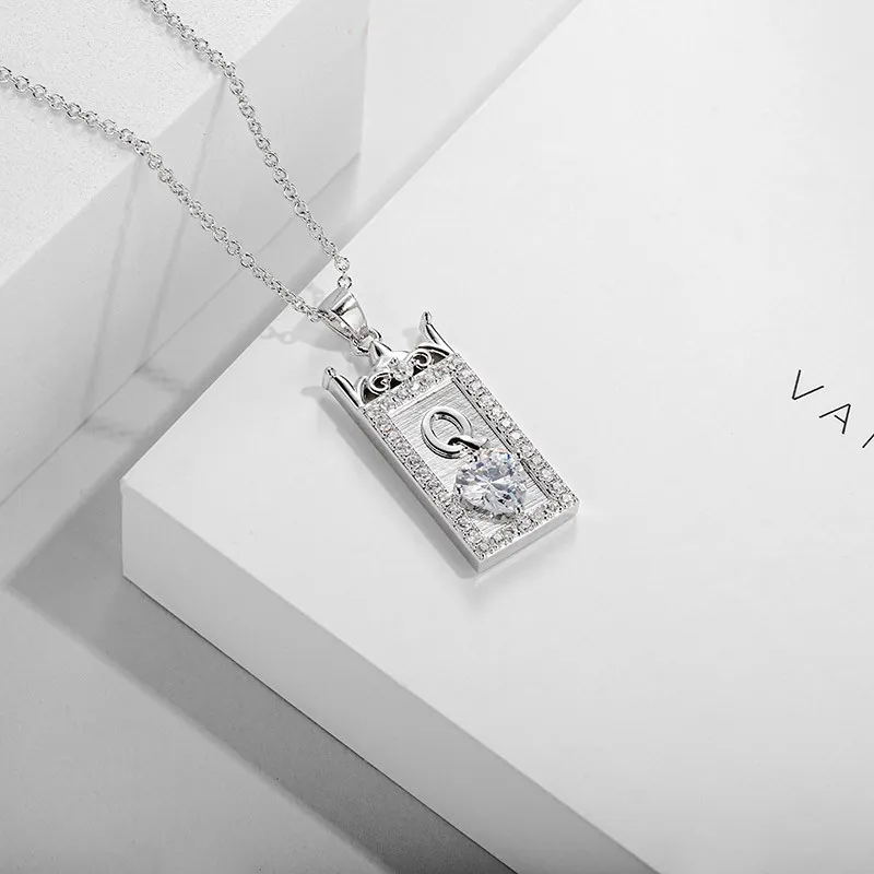 Unique Letter Pendant Necklace White Heart