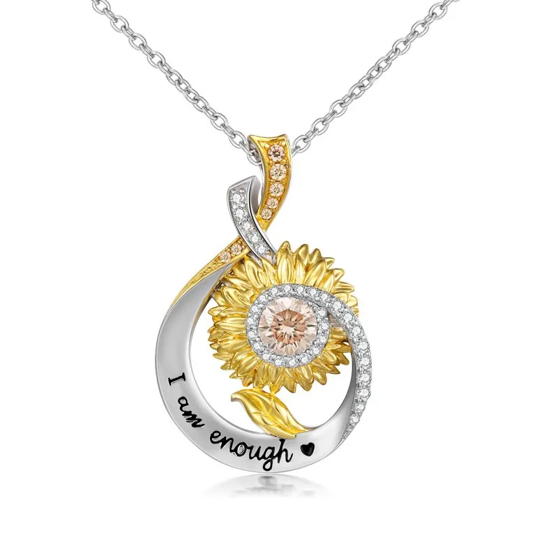 Nature Unique Daisy Pendant Necklace Champagne Round