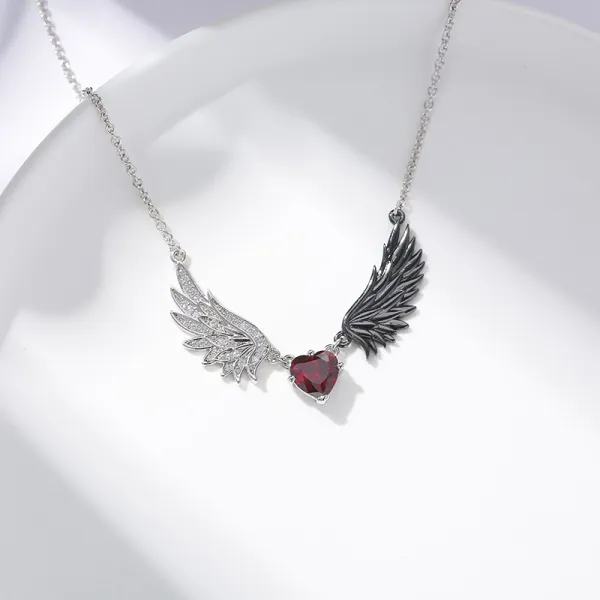 Gothic Wing Silver Plated Pendant Necklace