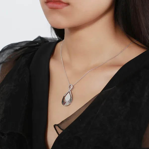 Classic Infinity Wing Silver Plated Pendant Necklace