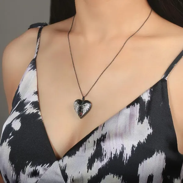 Gothic Wing Black Plated Pendant Necklace