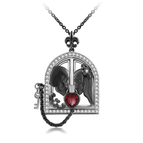Gothic Skull Black Plated Pendant Necklace