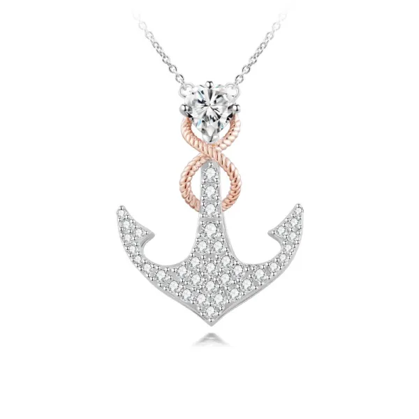 Classic Anchor White Gold Plated Pendant Necklace
