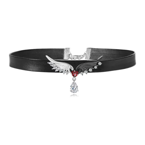 Gothic Wing Black Plated Choker Necklace