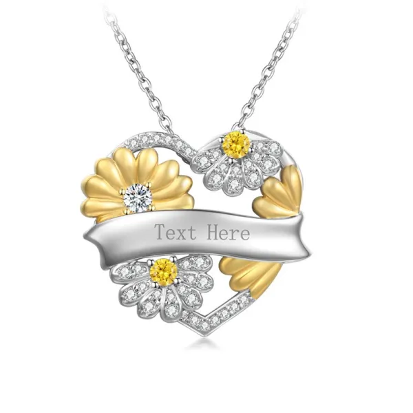 Classic Sunflower Necklace Pendant Women Silver