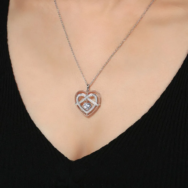 Classic Heart Knot Pendant Necklace White Heart