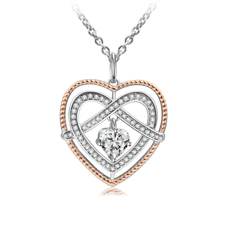 Classic Heart Knot Pendant Necklace White Heart