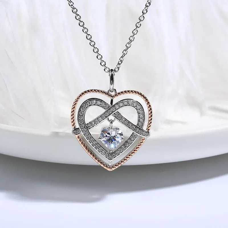 Classic Heart Knot Pendant Necklace White Heart