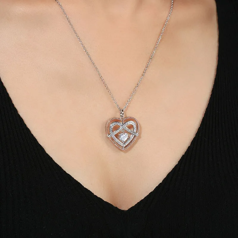 Classic Heart Knot Pendant Necklace White Heart