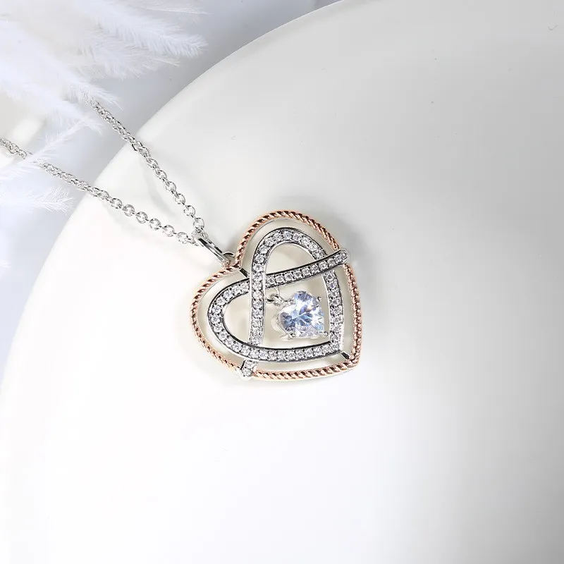 Classic Heart Knot Pendant Necklace White Heart