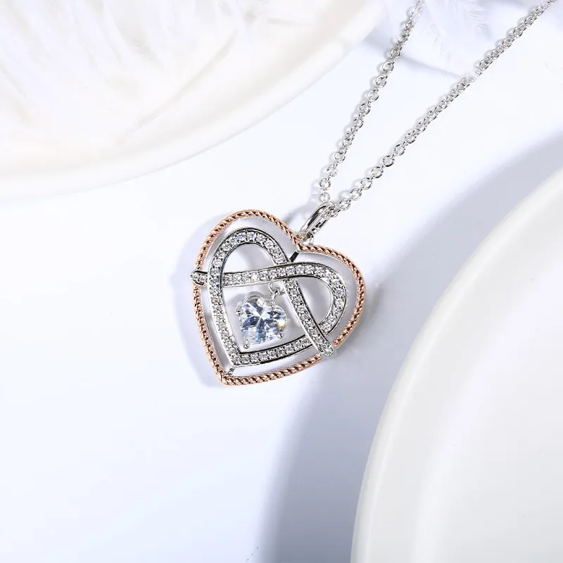 Classic Heart Knot Pendant Necklace White Heart