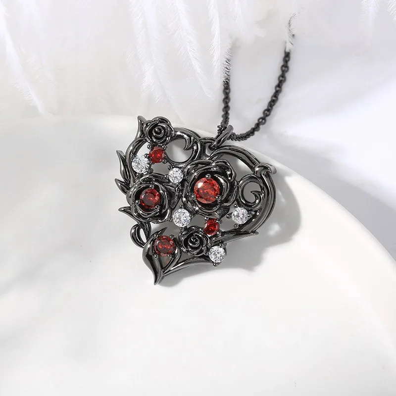 Gothic Nature Rose Pendant Necklace