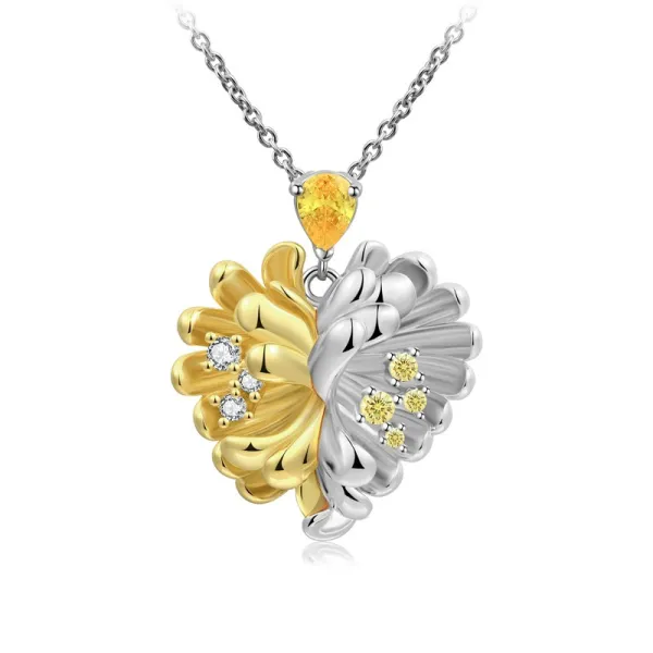 Nature Flower 18K Yellow Gold Plated Pendant Necklace