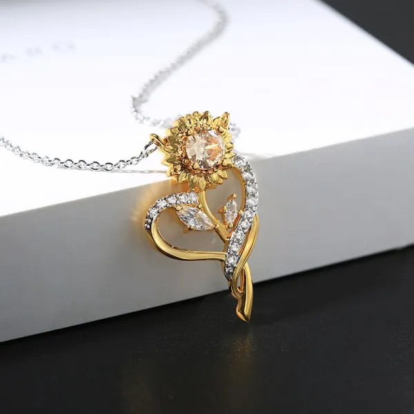 Nature Sunflower 18K Yellow Gold Plated Pendant Necklace