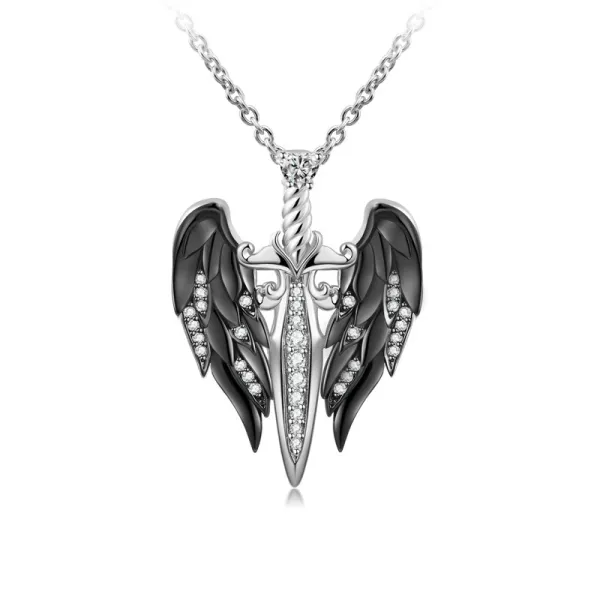 Gothic Sword Necklace Pendant Women Men Silver Black