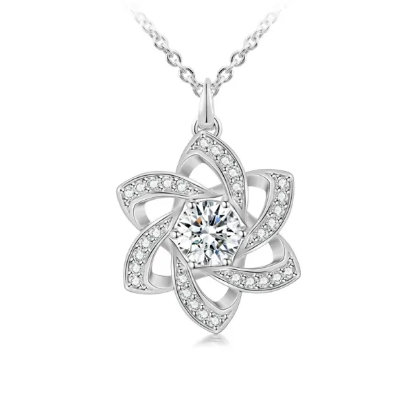 Classic Nature Flower White Gold Plated Pendant Necklace