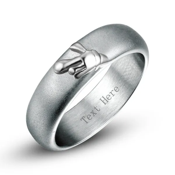 Unique Hand Men Wedding Band Silver Plating Frosted Titanium Steel