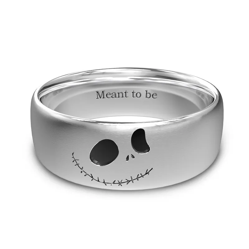 Gothic Skull Men Wedding Band Silver Plating Frosted Titanium Steel