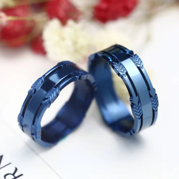 Couple Titanium Steel Couple Ring Blue Arrow Ring