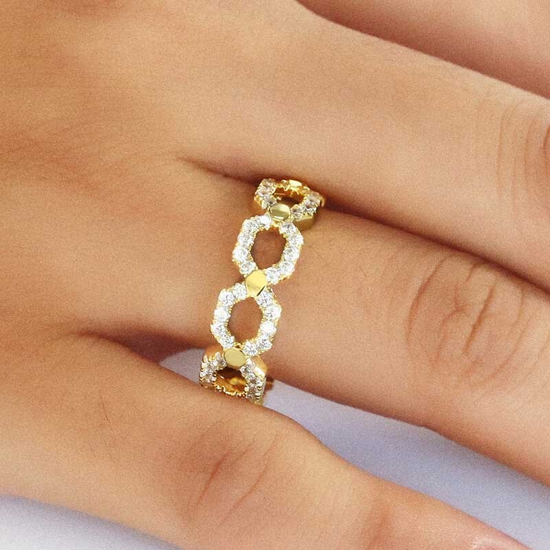 S925 Ring Band In Gold For Women With 