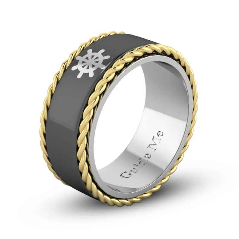 Rudder Men Titanium Steel Wedding Band