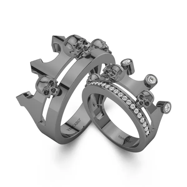Gothic Crown Skull Couple Ring Couple