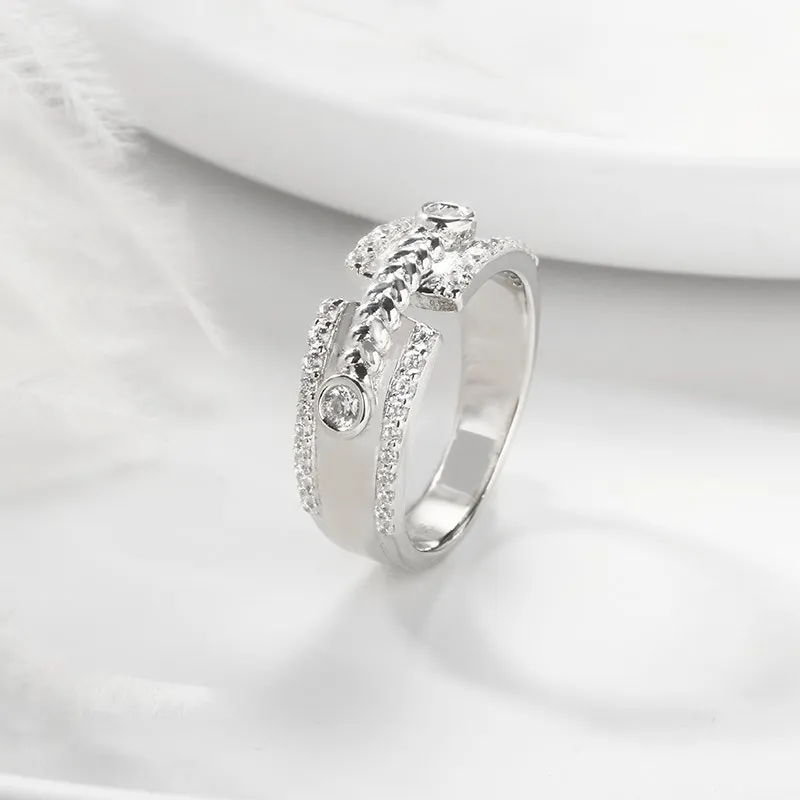 Délicat Fil Tressé Femme Bague de mariage Or blanc Placage Argent sterling 925