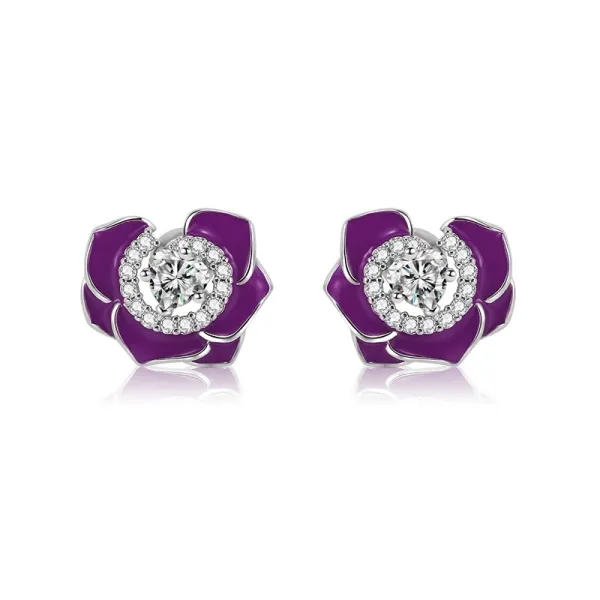 Nature Rose Plating Lacquer Stud Earrings For Women