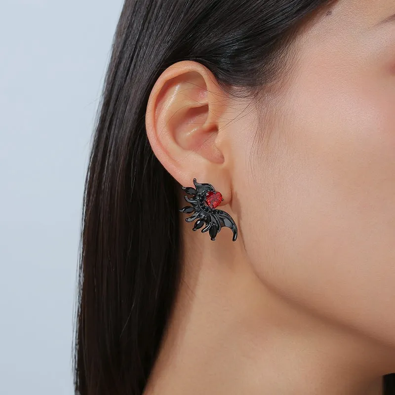 Gothic Wing Stud Earrings