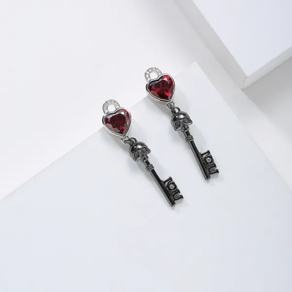 Gothic Key Lock Skull Plating Dangle Earrings For Women