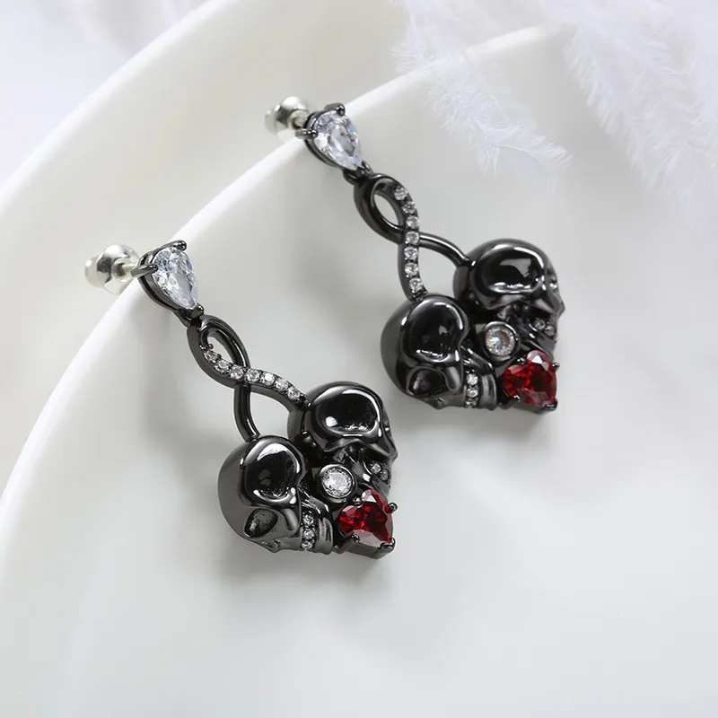 Gothic Infinity Skull Stud Earrings