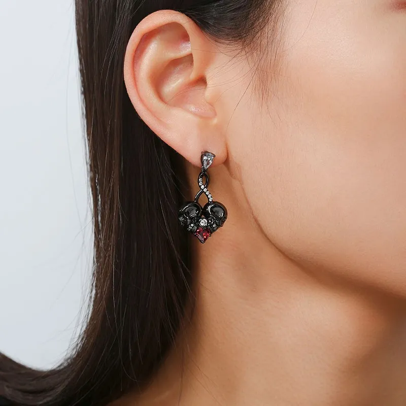 Gothic Infinity Skull Stud Earrings