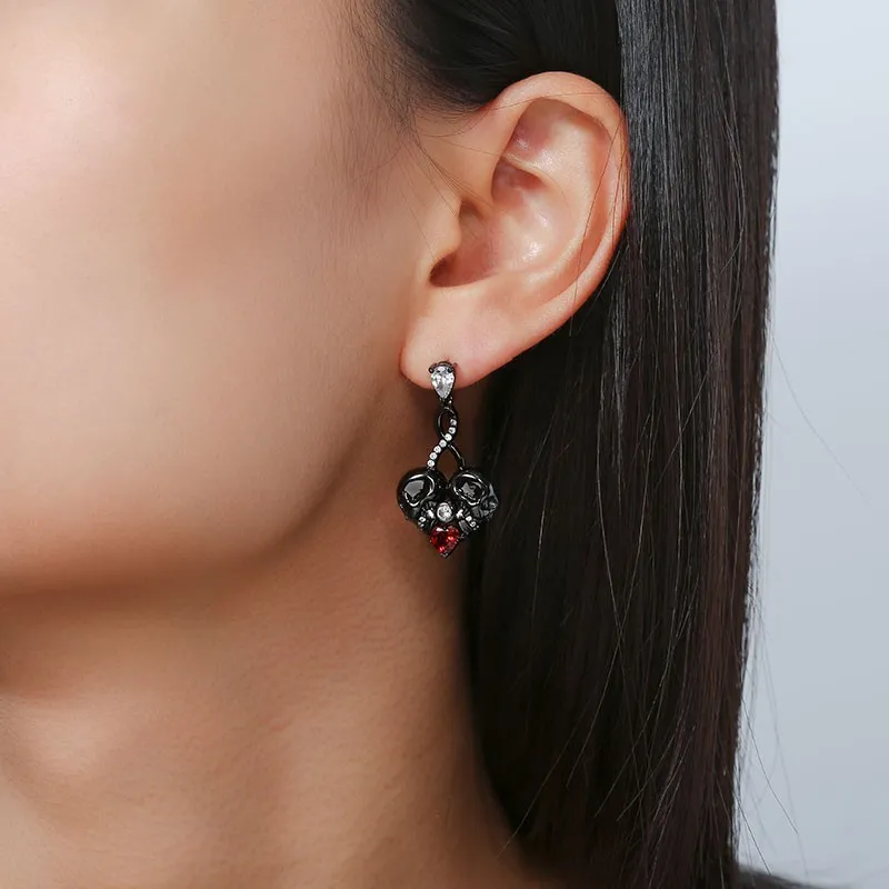 Gothic Infinity Skull Stud Earrings