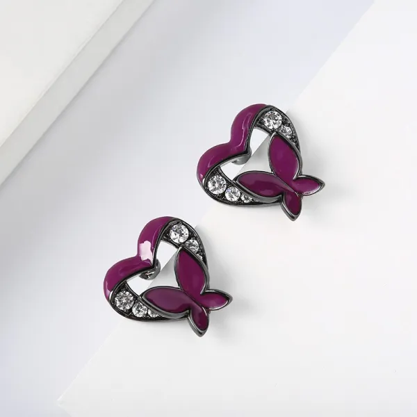 Nature Butterfly Plating Lacquer Stud Earrings For Women