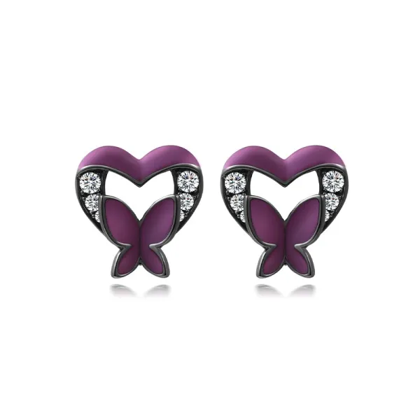 Nature Butterfly Plating Lacquer Stud Earrings For Women