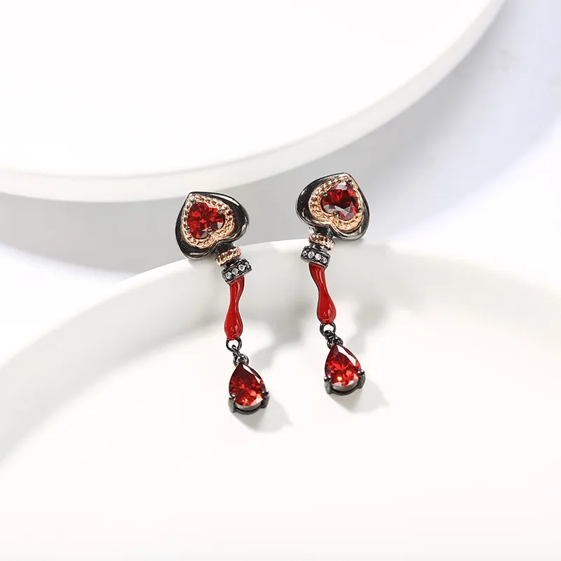 Unique Bottle Heart Drop Earrings